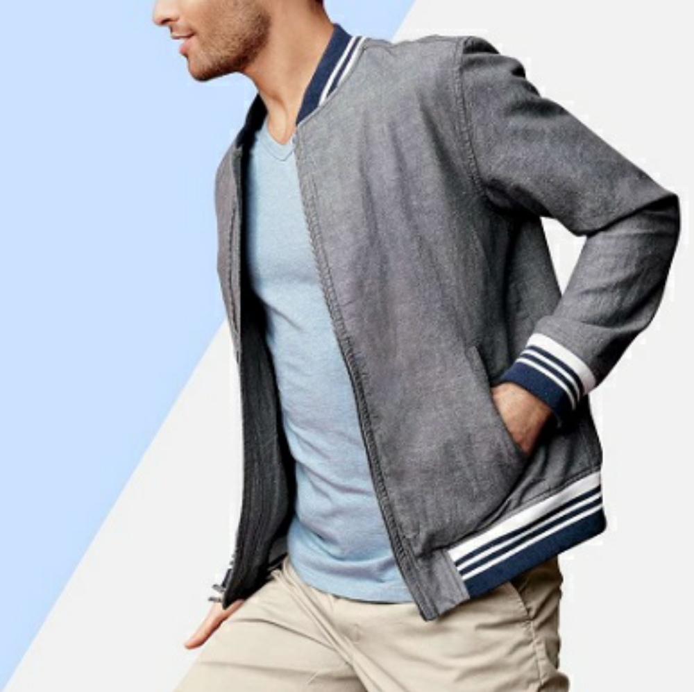 Merona Gray Bomber Jacket with Detailing